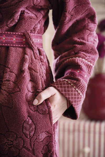 Pip Studio Badjas Jasmin Jacquard Bathrobe Dark Pink