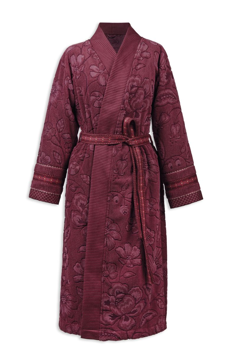 Pip Studio Badjas Jasmin Jacquard Bathrobe Dark Pink
