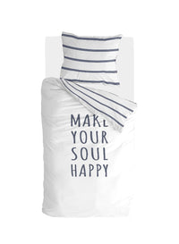 Walra Dekbedovertrek Happy Wake Up Wit / Blauw