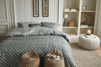 Riviera Maison Dekbedovertrek Woven Wool Green