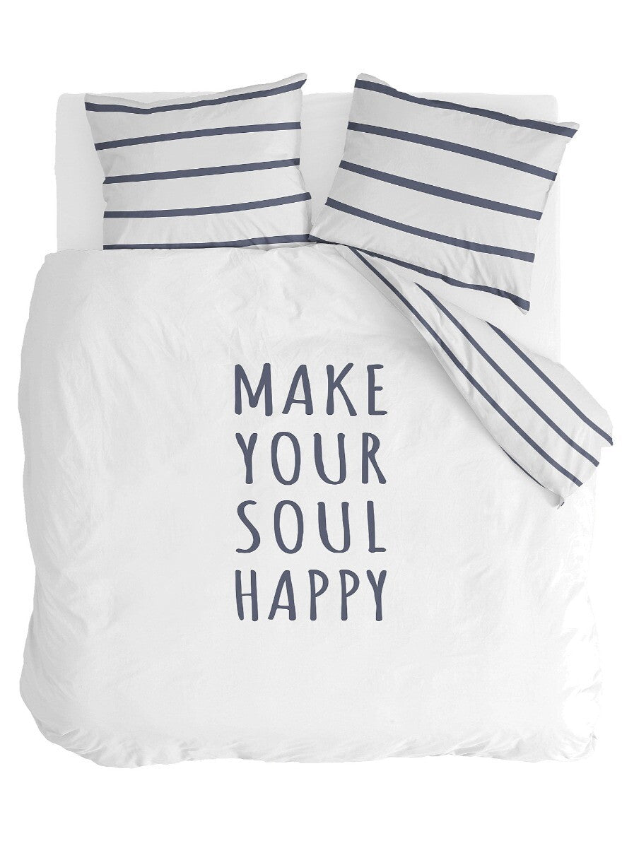 Walra Dekbedovertrek Happy Wake Up Wit / Blauw