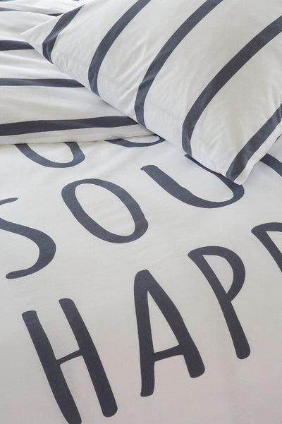 Walra Dekbedovertrek Happy Wake Up Wit / Blauw