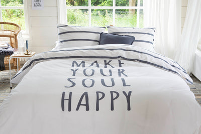 Walra Dekbedovertrek Happy Wake Up Wit / Blauw