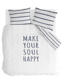 Walra Dekbedovertrek Happy Wake Up Wit / Blauw