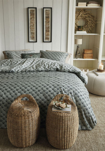 Riviera Maison Dekbedovertrek Woven Wool Green