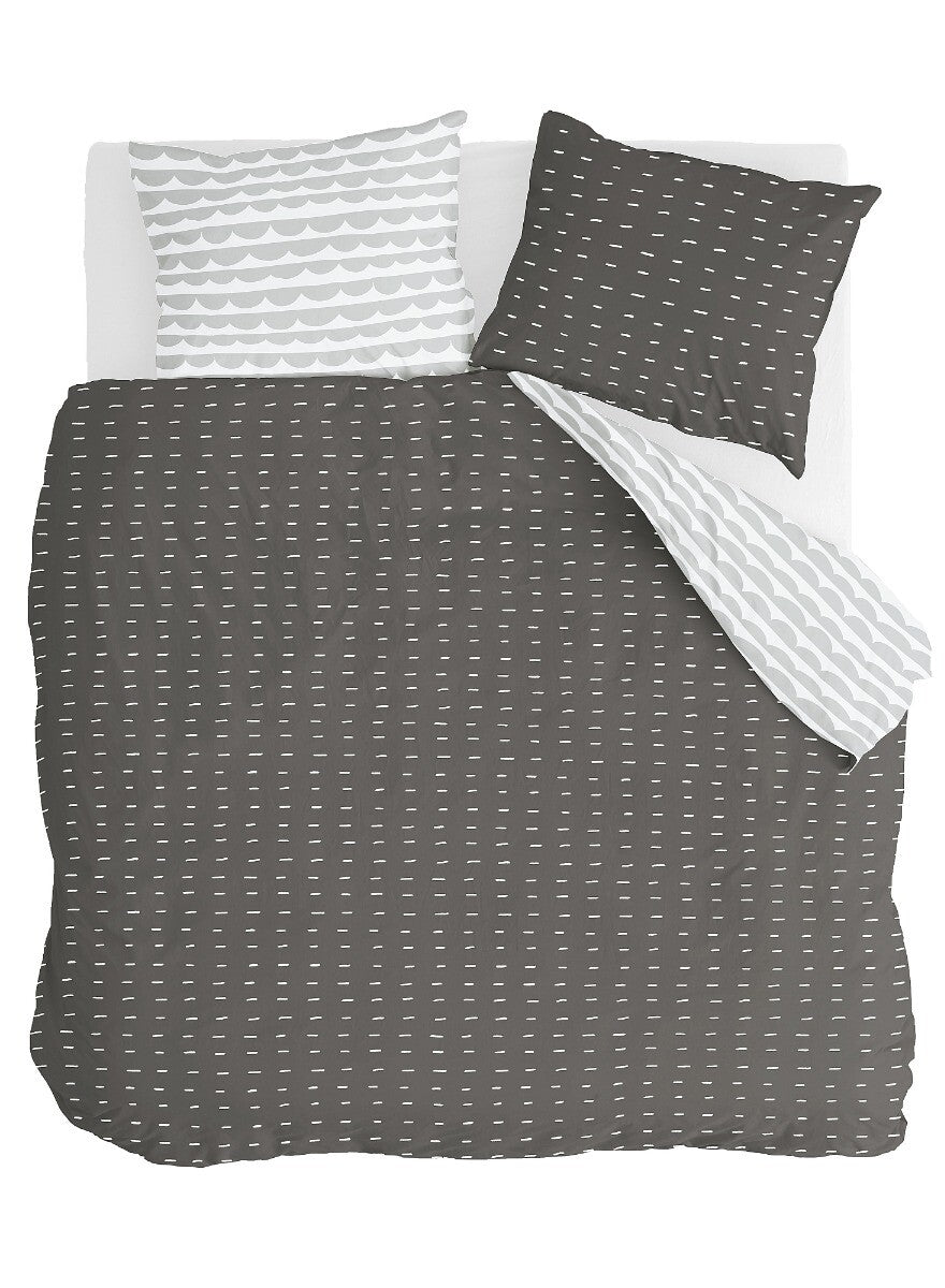 Walra Dekbedovertrek More Dashes Off Black / Grijs 200x220 cm