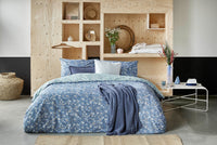 Walra Dekbedovertrek Retro Flowers Blauw / Jade