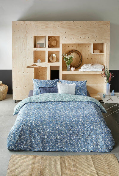 Walra Dekbedovertrek Retro Flowers Blauw / Jade
