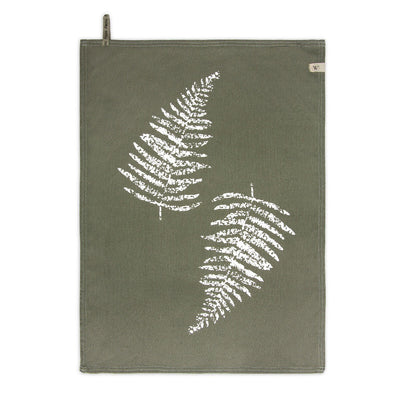 Walra Theedoek Dry with Leaves Army Green 50x70 cm