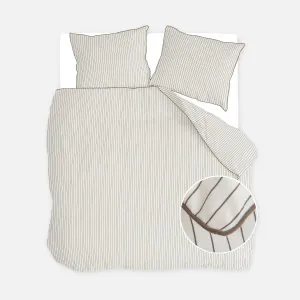 Walra Dekbedovertrek Gentle Stripes Off White / Bruin