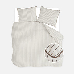 Walra Dekbedovertrek Gentle Stripes Off White / Bruin